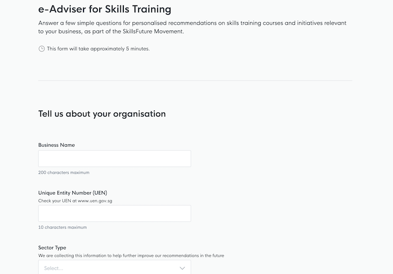 Screenshot of e-Adviser for Skills Training